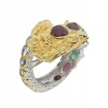 Sapphires ring, silver 925, Thai dragon, size 15.5