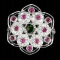 Natural ruby diopside flower ring size 11.5
