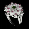 Natural ruby diopside flower ring size 11.5