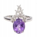 Ring natürlicher Amethyst Silber Größe 14 3