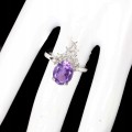 Ring natürlicher Amethyst Silber Größe 14 3