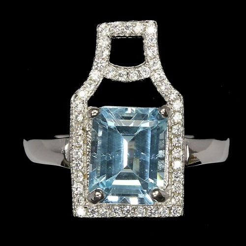 Ring 925 Silber Sky Blue Topas Größe 14 3