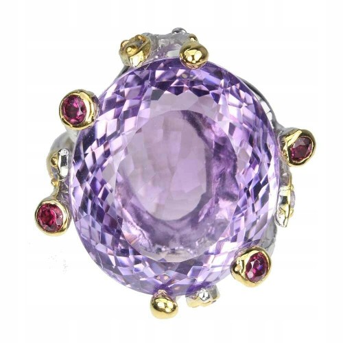 Natürlicher Amethyst Silberring 40,86 ct Größe 17,5