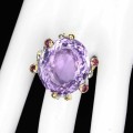 Natürlicher Amethyst Silberring 40,86 ct Größe 17,5