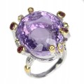 Natürlicher Amethyst Silberring 40,86 ct Größe 17,5