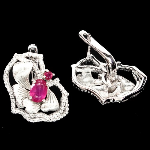 Ohrringe 925 natürliche Rubine Zirkonia 6