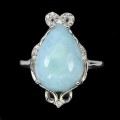 Silberring natürlicher Larimar 14x10mm Größe 12