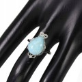 Silberring natürlicher Larimar 14x10mm Größe 12