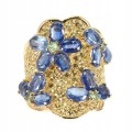 Ring, 925, natural sapphires, kianites, size 13