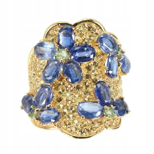 Ring, 925, natural sapphires, kianites, size 13