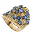 Ring, 925, natural sapphires, kianites, size 13