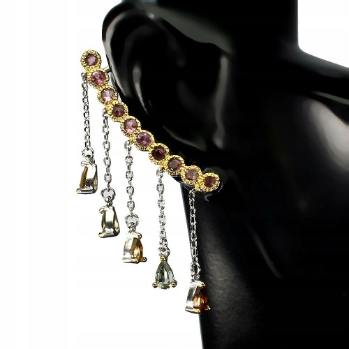 Silver earrings 925 natural beautiful tourmalines