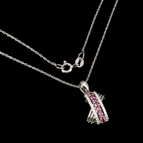 Rhodolit Halskette mit Zirkonia Silber Granate 925 3