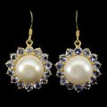 Tanzanite 925 silver natural pearl earrings 9
