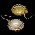 Tanzanite 925 silver natural pearl earrings 9