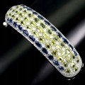 Silberarmband mit natürlichem Olivin 925 Kyanit