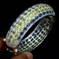 Silberarmband mit natürlichem Olivin 925 Kyanit