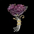 Silberbrosche Saphire Rubin Zoisit Blume 