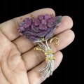 Silberbrosche Saphire Rubin Zoisit Blume 