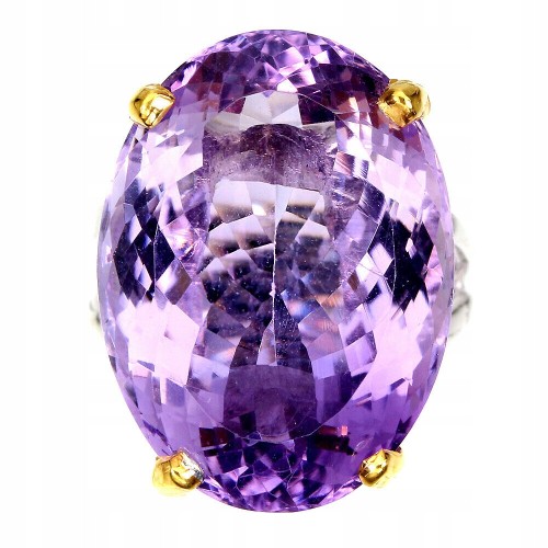 Natürlicher Amethyst 32.07 ct Silberring Größe 18,5