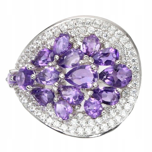 Ring natürliche Amethyste Silber 925 Größe 16,5