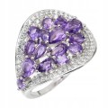 Ring natürliche Amethyste Silber 925 Größe 16,5
