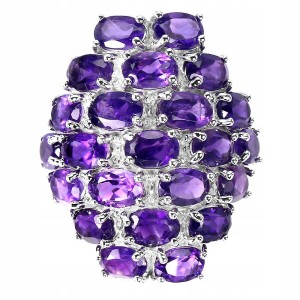 Ring natürliche Amethyste Silber 925 Größe 16 2
