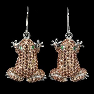 Songea Frosch Diopsid Saphire Silberohrringe 925