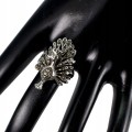 Natural ring, 925 silver, marcasite size 17 peacock