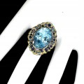Silberring Swiss Blue Topaz 14,18 ct Größe 16