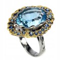 Silberring Swiss Blue Topaz 14,18 ct Größe 16