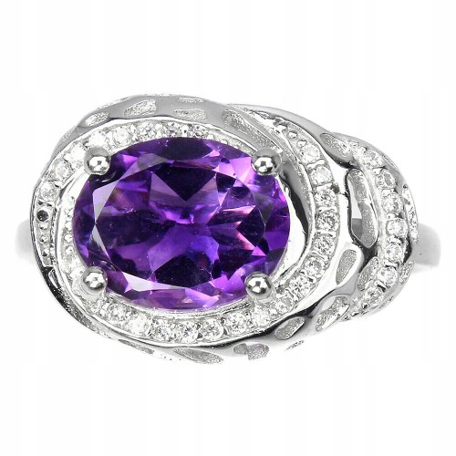 Ring natürlicher Amethyst Silber 925 Größe 16 4