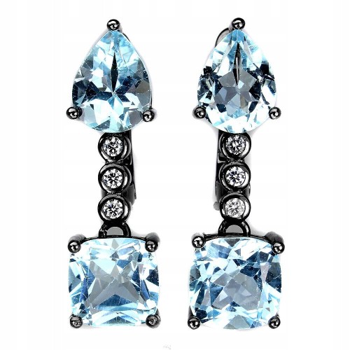 925 Silberohrringe natürlicher Sky Blue Topas 7