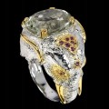 Ring Amethyst Rhodolith Größe 16 Elefant Silber 925
