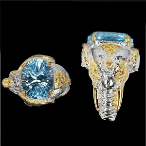 Sky Blue Topas Ring Größe 15,5 Elefant Silber 925