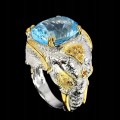 Sky Blue Topas Ring Größe 15,5 Elefant Silber 925