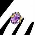 Amethyst ring, 46.47 ct, silver sapphires, size 17