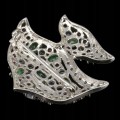 Silberbrosche Granat Smaragd Saphir Fisch
