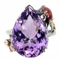 Ring Amethyst 15,65 ct Saphire Silber Größe 15