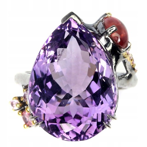 Ring Amethyst 15,65 ct Saphire Silber Größe 15