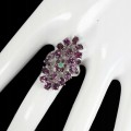 Silver ring with natural rhodolite emerald size 13