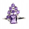 Ring natürliche Amethyste Silber 925 Größe 15