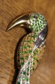Vogel Brosche Silber 925 Diopsid Saphir