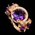 Ring natürliche Amethyste Silber 925 Größe 16,5 2