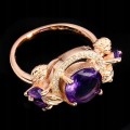 Ring natürliche Amethyste Silber 925 Größe 16,5 2