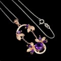 Silberkette natürliche Amethyste Zirkonia 9