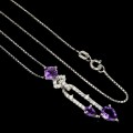 Silberkette natürliche Amethyste Zirkonia 8