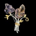 Silberbrosche mit natürlichen Ametrin Saphir Blume