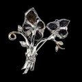 Silberbrosche mit natürlichen Ametrin Saphir Blume