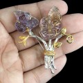 Silberbrosche mit natürlichen Ametrin Saphir Blume